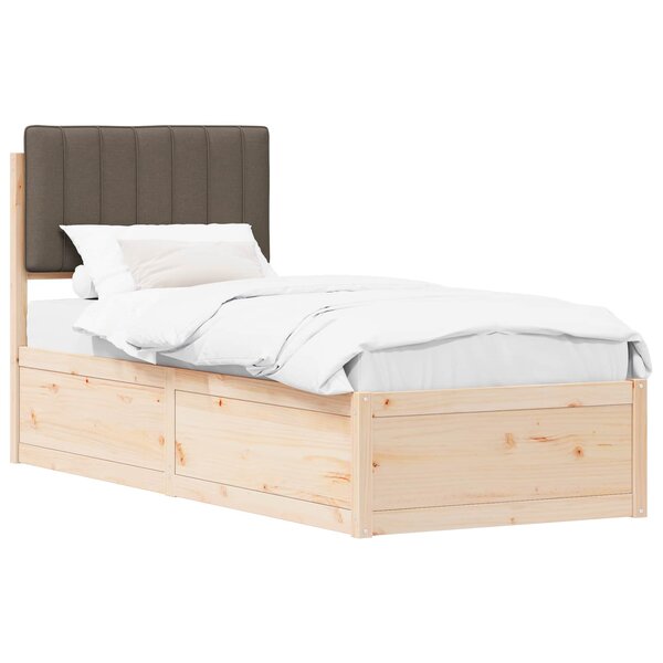 vidaXL Cadre de lit avec tête de lit rembourrée Taupe 80 x 200 cm