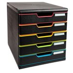 Module De Classement Modulo Black Office 5 Tiroirs Fermés - Noir/arlequin - Exacompta