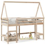 vidaXL Lit superposé et échelle et toit 90x190 cm bois de pin massif