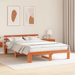vidaXL Cadre de lit Marron 160 x 200 cm Bois de pin massif