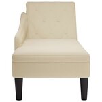 vidaXL Fauteuil long avec coussin et accoudoir droit crème tissu