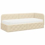 vidaXL Cadre de lit d'angle avec matelas Crème 80 x 200 cm tissu
