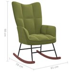vidaXL Chaise à bascule avec repose-pied Vert clair Velours