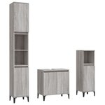 vidaXL Ensemble de meubles de salle de bain 3 Pièces Sonoma gris
