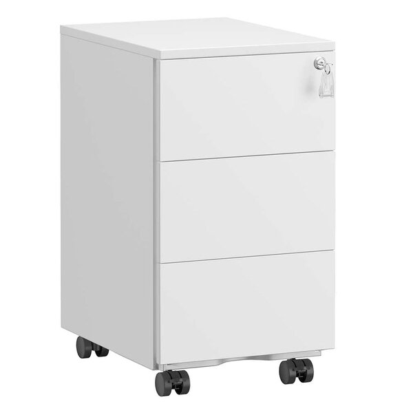 Caisson de bureau mobile verrouillable avec 3 tiroirs 39 x 45 x 55 cm rangement de documents papeterie préassemblé pour bureau bureau à domicile blanc 12_0004824