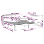 vidaXL Lit bibliothèque sans matelas cire marron 200x200 cm pin massif