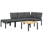 vidaXL Salon de jardin 4 Pièces avec coussins noir aluminium