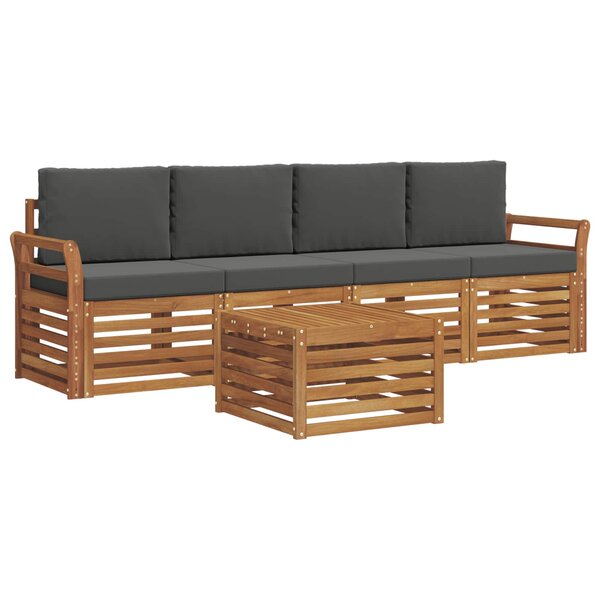 vidaXL Ensemble de canapés d'extérieur 5 pc Naturel et Anthracite