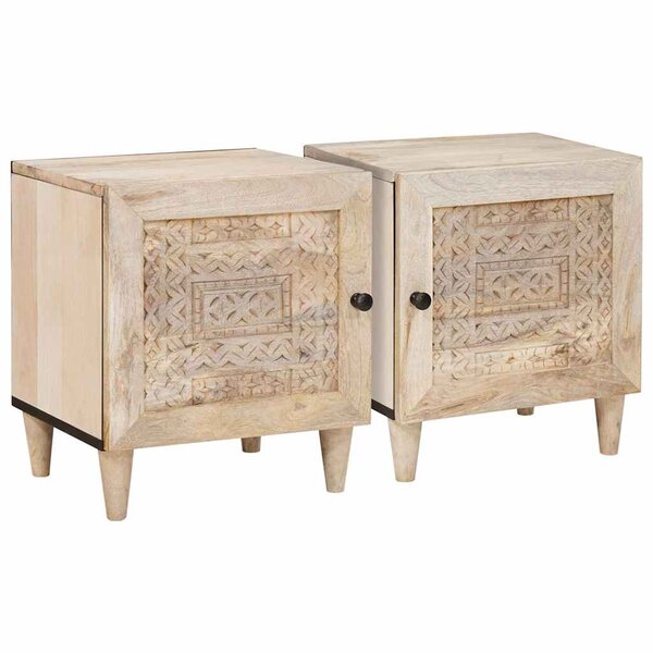 vidaXL Table de chevet 2 Pièces Beige 40 x 33 x 46 cm