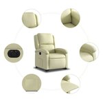 vidaXL Fauteuil inclinable électrique crème cuir véritable