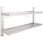 vidaXL Étagère murale à 2 niveaux Acier inoxydable 150x30 cm