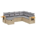 vidaXL Salon de jardin avec coussins 7Pièces mélange beige résine tressée