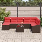 vidaXL Ensemble de canapé de jardin 9 Pièces Marron Poly rotin