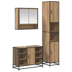 vidaXL Ensemble de mobilier de salle de bain 3 Pièces Chêne artisanal