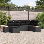 vidaXL Ensemble de canapé de jardin avec coussin Noir polyrotin
