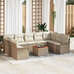 vidaXL Ensemble de canapé de jardin 10 Pièces Beige Poly rotin