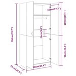 vidaXL Garde-robe Chêne fumé 90x52x200 cm Bois d'ingénierie