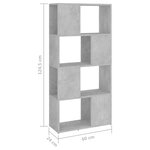 vidaXL Bibliothèque/Séparateur de pièce Gris béton 60x24x124 5 cm
