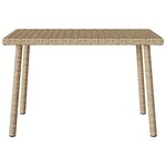 VidaXL Table basse de jardin rectangulaire beige 60x40x37 cm rotin