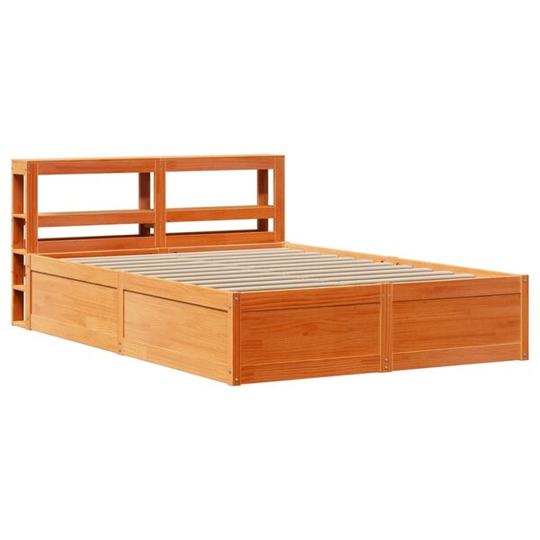 vidaXL Cadre de lit avec tête de lit cire marron 120x190cm bois de pin