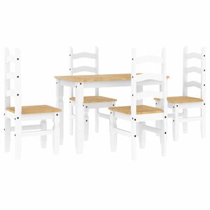 vidaXL Ensemble à manger Panama 5 Pièces blanc bois de pin massif