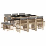 vidaXL Ensemble à manger de jardin et coussins 11 Pièces mélange beige