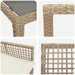 Ensemble de salle à manger de jardin 9 pièces avec coussins en poly rattan beige