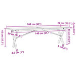 vidaXL Table basse cadre en X 160x40x45 cm bois de pin massif et acier