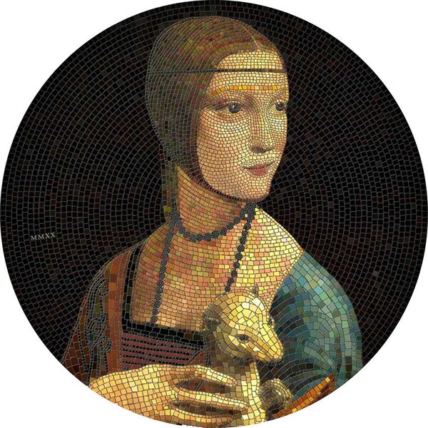 Monnaie LADY WITH AN ERMINE Leonardo da Vinci Great Micromosaic Passion 3 Oz Argent 20$ Palau 2020