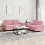 vidaXL Ensemble de canapés 2 Pièces avec coussins Rose Velours