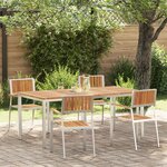 Set de repas de jardin en bois massif d'acacia 5 pièces
