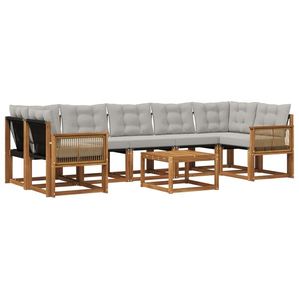 vidaXL Ensemble de canapés d'extérieur 8 pc Naturel et gris clair