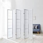 Paravent bois 6 pans blanc