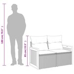vidaXL Canapé de jardin avec coussins 2 places en résine tressée noire