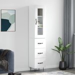 vidaXL Buffet haut Blanc brillant 34 5x34x180 cm Bois d'ingénierie