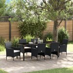 vidaXL Ensemble de Salle à Manger de Jardin 7 Pièces Noir Rotin Polyéthylène