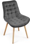 Lot de 8 chaises de salon salle à manger pied en bois et velours gris foncé 01_0000737