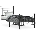 vidaXL Cadre de lit métal sans matelas avec pied de lit noir 75x190 cm