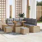vidaXL Ensemble de canapé de jardin 8 Pièces Beige Poly rotin