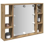 vidaXL Armoire à miroir avec LED chêne artisanal 76x15x55 cm
