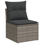 vidaXL Salon de jardin 8 Pièces avec coussins gris résine tressée