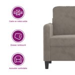 vidaXL Canapé à 2 places Gris clair 140 cm Velours