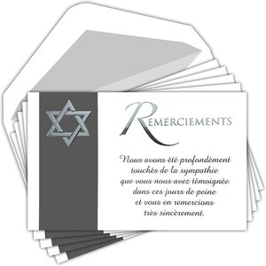 Lot 5 cartes remerciements condoléances +5 enveloppes blanches format 9x14cm