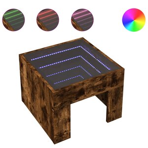 vidaXL Table basse avec LED infini chêne fumé 40x40x30 cm