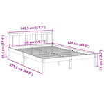 vidaXL Cadre de lit extra long sans matelas 140x220 cm bois massif pin