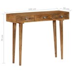 vidaXL Table console Bois de manguier massif 102x30x79 cm