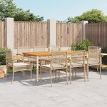 vidaXL Ensemble à manger de jardin et coussins 9 Pièces beige Poly rotin