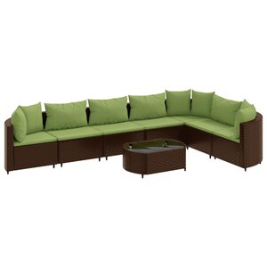 vidaXL Salon de jardin 8 Pièces avec coussins marron résine tressée