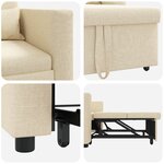 vidaXL Canapé-lit Simple Convertible 3-en-1 Crème Tissu