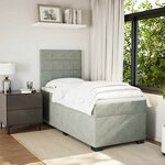 vidaXL Sommier à lattes de lit et matelas Gris clair 90x190 cm Velours